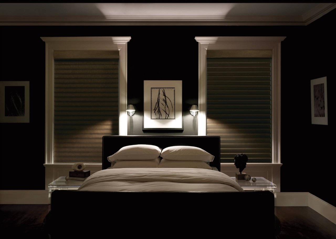 Hunter Douglas Silhouette® Sheer Shades in a bedroom near Temecula, CA