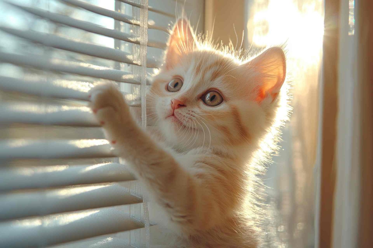 Cat proof blinds covering a window in a home near Temecula, CA