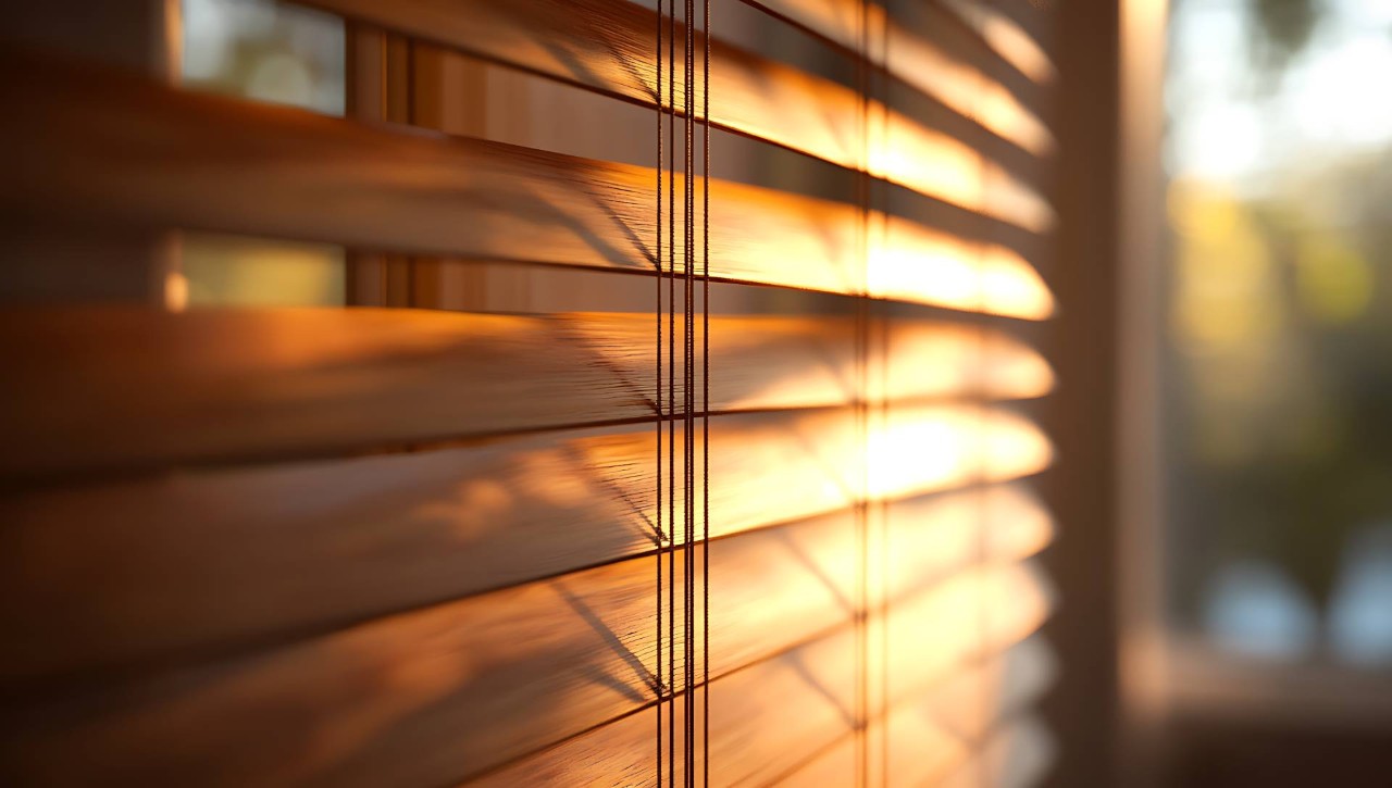Brown blinds covering a window near Temecula, CA